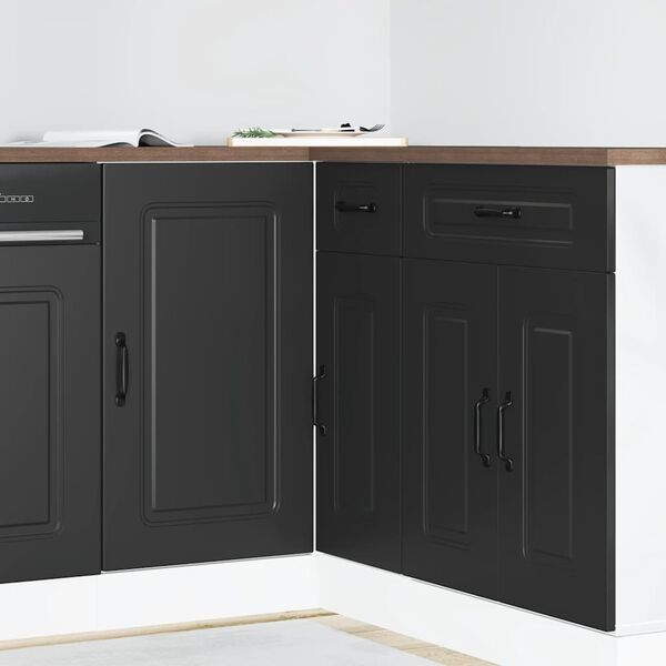 vidaXL Kitchen Base Cabinet "Kalmar" Black Engineered Wood