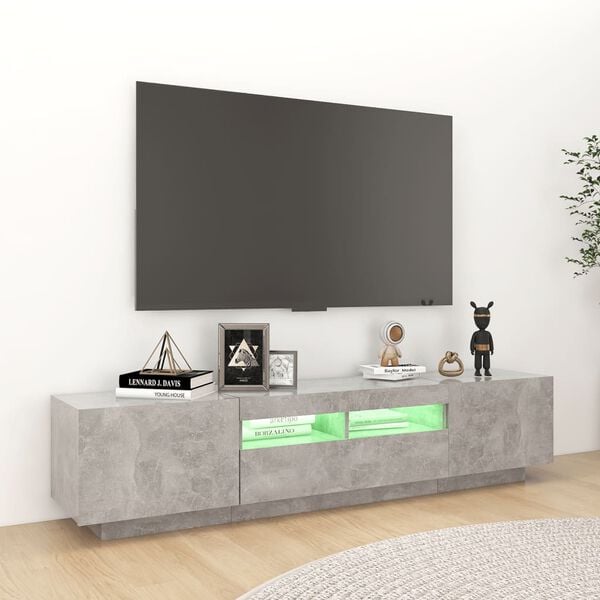 vidaXL TV Cabinet with LED Lights Concrete Grey 180x35x40 cm