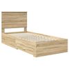 vidaXL Bed Frame Sonoma Oak and Silver 75 x 190 cm Engineered Wood
