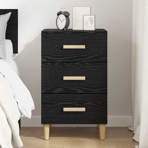 vidaXL Bedside Cabinet Black Oak 40 x 40 x 66 cm Engineered Wood