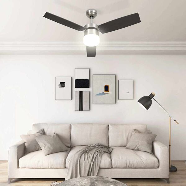vidaXL Ceiling Fan with Light and Remote Control 108 cm Dark Brown
