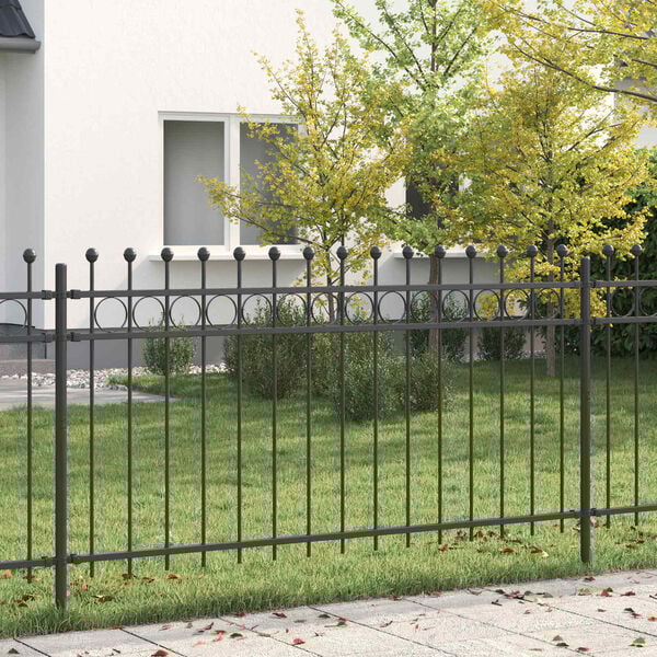 vidaXL Ring Fence Black 200 x 150 cm Powder-Coated Steel