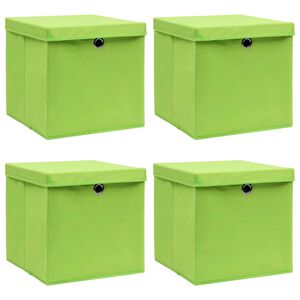vidaXL Storage Boxes with Lids 4 pcs Green 32x32x32 cm Fabric