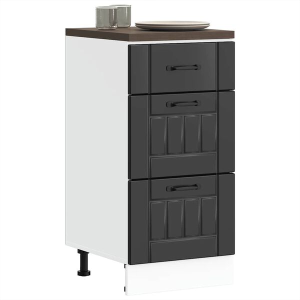 vidaXL Kitchen Base Cabinet "Lucca" Black Engineered Wood