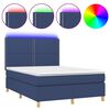 vidaXL Box Spring Bed with Mattress&LED Blue 140x200 cm Fabric