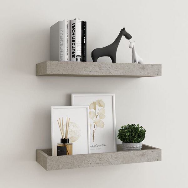 vidaXL Loggia Wall Shelves 2 pcs Concrete Grey 40x15x4 cm MDF