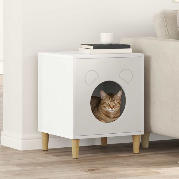 vidaXL Cat House White 42.5 x 40 x 53 cm Engineered Wood