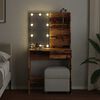 vidaXL Dressing Table with LED Old Wood 74.5x40x141 cm