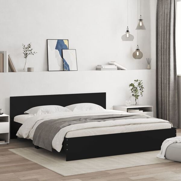 vidaXL Bed Frame with LED without Mattress Black 180x200 cm Super King
