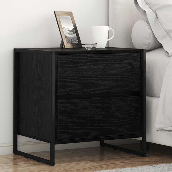 vidaXL Bedside Table Black Oak 50 x 39.5 x 50 cm Engineered Wood