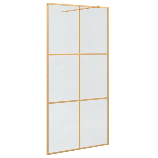 vidaXL Walk-in Shower Wall Gold 100 x 195 cm Tempered Glass