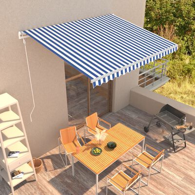 vidaXL Automatic Retractable Awning 400x300 cm Blue and White