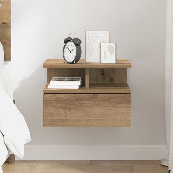 vidaXL Floating Nightstand Artisan Oak 40 x 31 x 28 cm Engineered Wood
