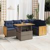 vidaXL 6 Piece Garden Sofa Set with Cushions Grey Poly Rattan Acacia