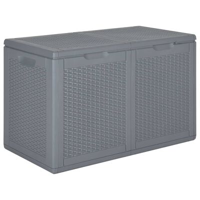 vidaXL Garden Storage Box Grey PP Rattan 180 L