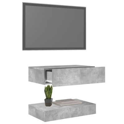 vidaXL TV Cabinet with LED Lights Concrete Grey 60x35 cm