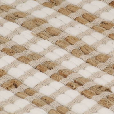 vidaXL Hand-Woven Jute Area Rug Fabric 120x180 cm Natural and White