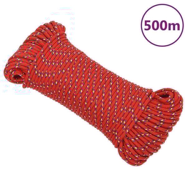 vidaXL Boat Rope Red 3 mm 500 m Polypropylene