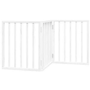 vidaXL Dog Gate Foldable 3 Panels White 150 cm Poplar Wood