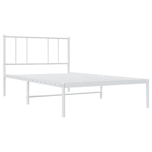 vidaXL Metal Bed Frame without Mattress with Headboard White 100x200cm