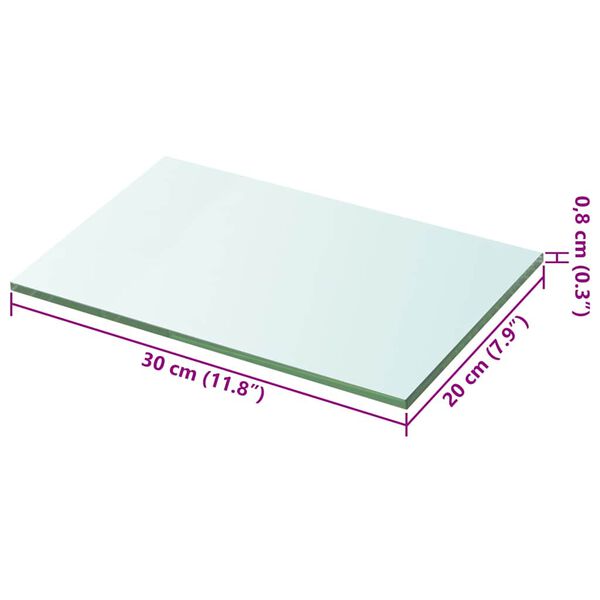 vidaXL Shelf Panel Glass Clear 20x30 cm