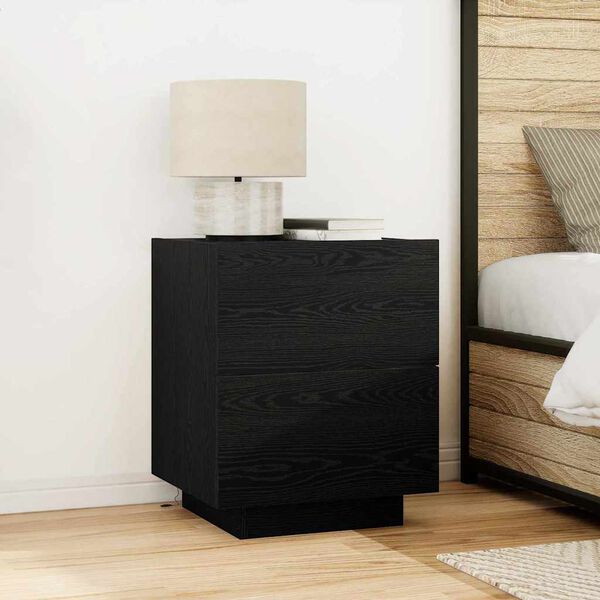 vidaXL Bedside Cabinet 2 pcs Black Oak 45 x 40 x 55 cm Engineered Wood