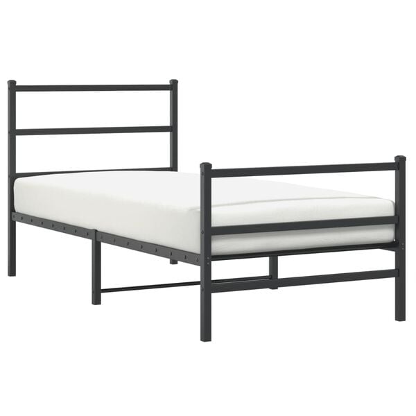 vidaXL Metal Bed Frame without Mattress with Footboard&nbsp;Black 90x190cm