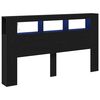 vidaXL LED Headboard Black Oak 180 x 18.5 x 103.5 cm Engineered Wood