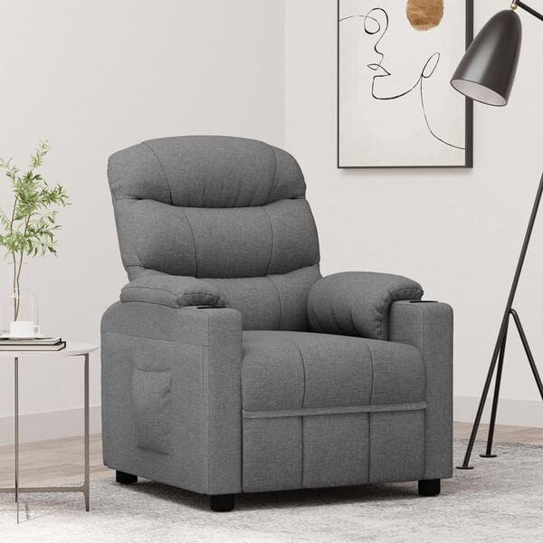 vidaXL Recliner Chair Light Grey Fabric