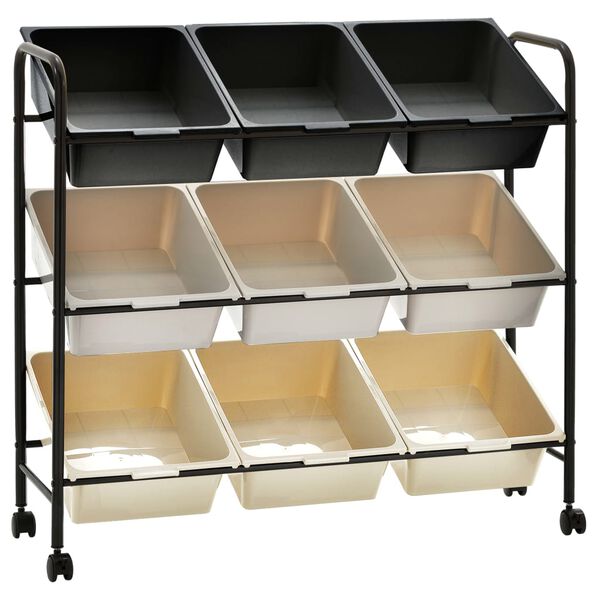 vidaXL 9-Basket Toy Storage Trolley Ombre Plastic