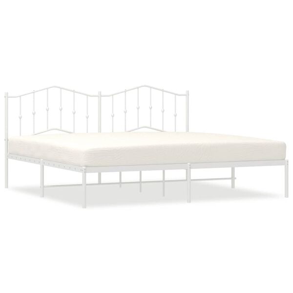 vidaXL Metal Bed Frame without Mattress with Headboard White 193x203cm