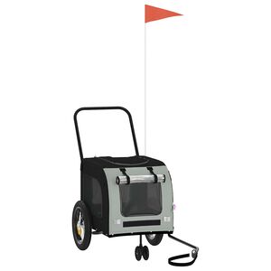 vidaXL Pet Bike Trailer Grey and Black 54.5 x 120 x 161 cm