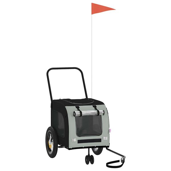 vidaXL Pet Bike Trailer Grey and Black 54.5 x 120 x 161 cm