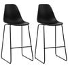 vidaXL Bar Chair | Set of 2 | Black | Plastic seat and metal legs | Standard