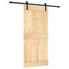 vidaXL Sliding Door Natural and Black 95 x 210 cm Solid Pine Wood