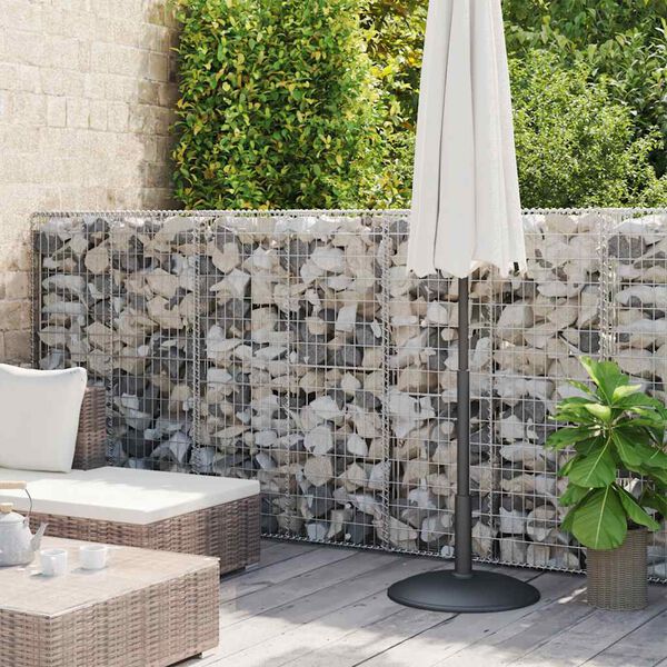 vidaXL Gabion Wall with Covers Galvanised Steel 900x50x150 cm