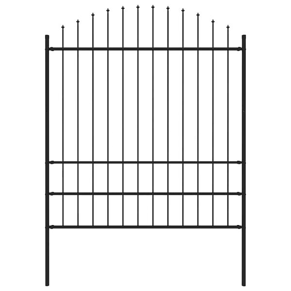 vidaXL Garden Fence with Spear Top Steel 170x200 cm Black