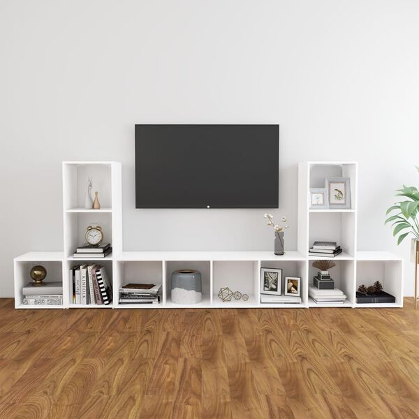 vidaXL 5 Piece TV Cabinet Set White Engineered Wood