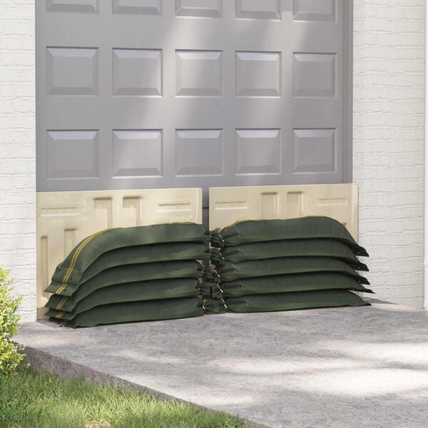 vidaXL Sandbags 10 pcs Dark Green 120 x 27 cm HDPE