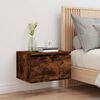 vidaXL Wall-mounted Bedside Cabinet with LED Lights Smoked Oak
