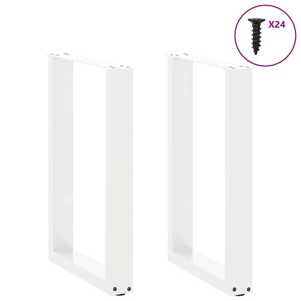 vidaXL Dining Table Legs U-Shaped 2 pcs White 50x(72-73) cm Steel