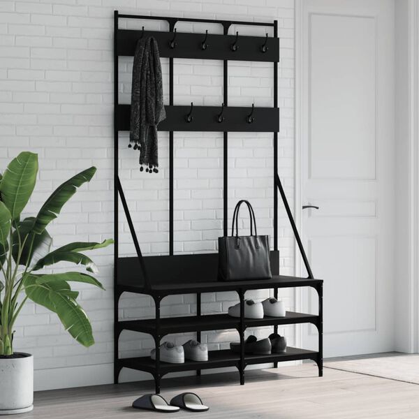 vidaXL Clothes Rack with Shoe Storage Black 100x40x184 cm