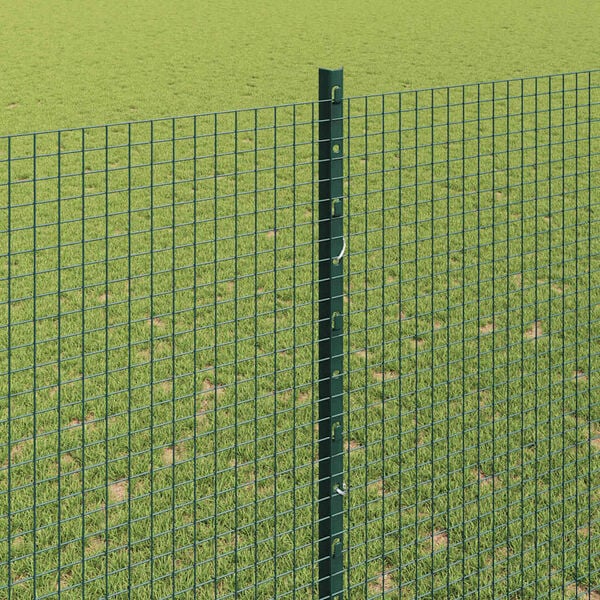 vidaXL Fence with Post Green 1.6 x 10 m Steel and PVC