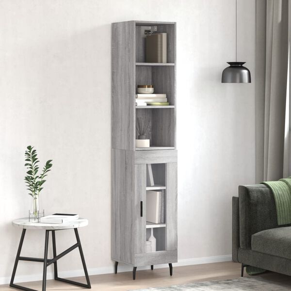 vidaXL Highboard Grey Sonoma 34.5x34x180 cm Engineered Wood
