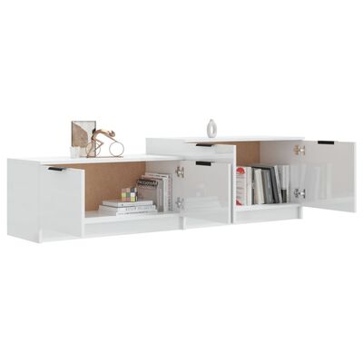 vidaXL TV Cabinet High Gloss White 158.5x36x45 cm Engineered Wood