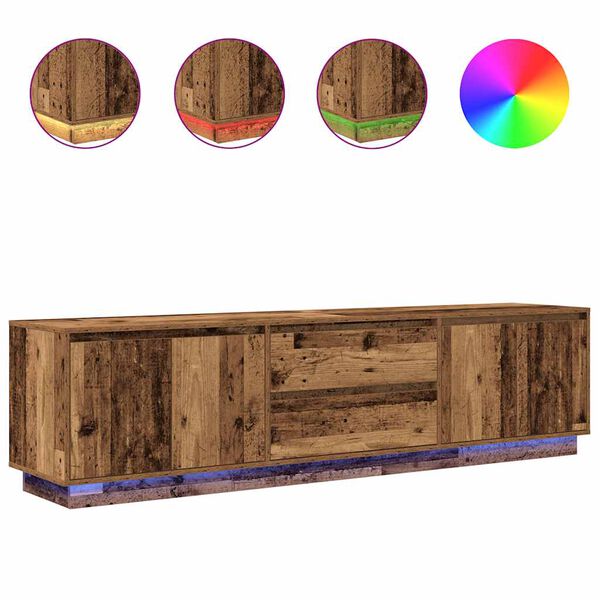 vidaXL TV Cabinet with LED Lights Old Wood 193.5x41x50 cm