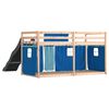 vidaXL Bunk Bed without Mattress with Slide and Curtains Blue 90x200 cm