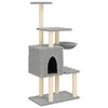 vidaXL Cat Tree with Sisal Scratching Posts Light Grey 131 cm