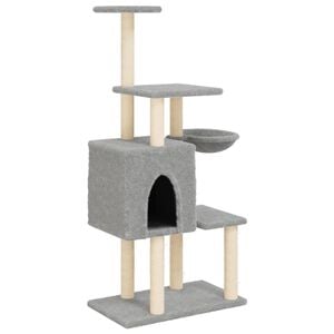 vidaXL Cat Tree with Sisal Scratching Posts Light Grey 131 cm