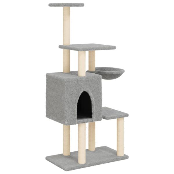 vidaXL Cat Tree with Sisal Scratching Posts Light Grey 131 cm